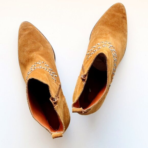 Lucky Brand Latinia Brown Suede Leather Almond Toe Studded Ankle Boots Booties 7 - Picture 15 of 16